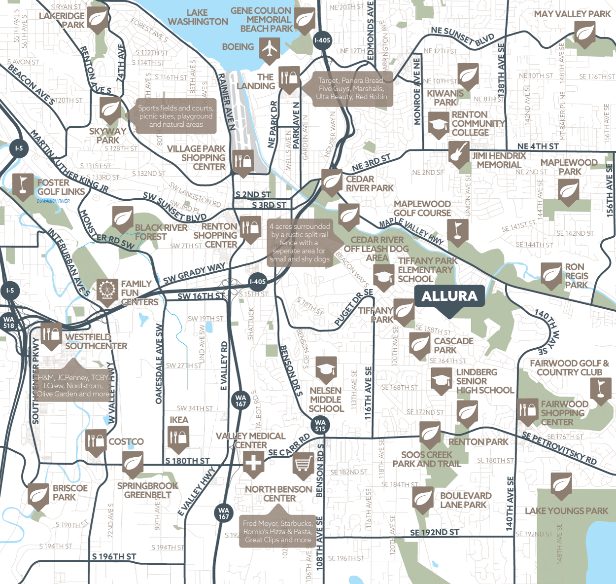 Allura amenity map