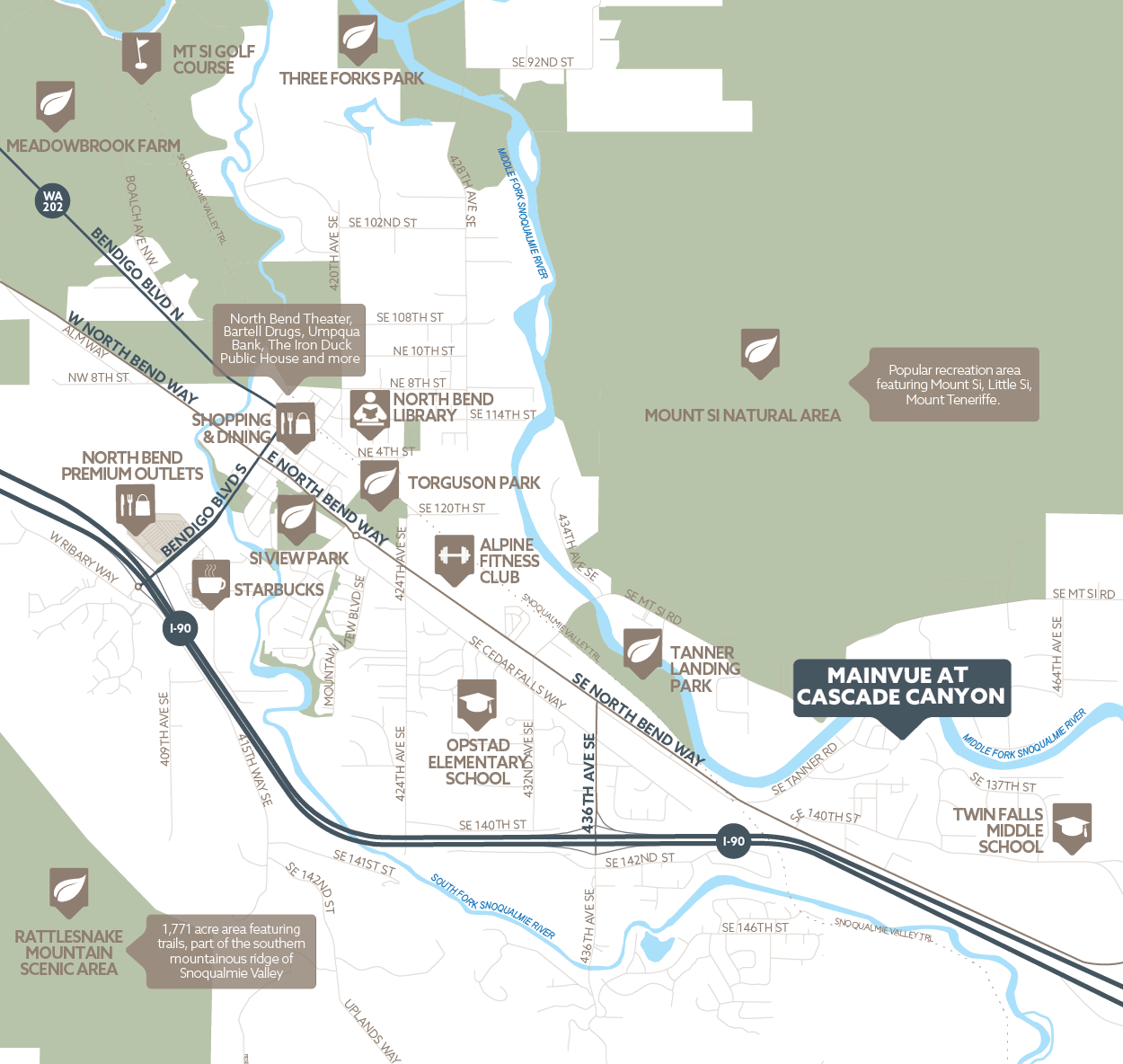 MainVue Homes at Cascade Canyon amenity map