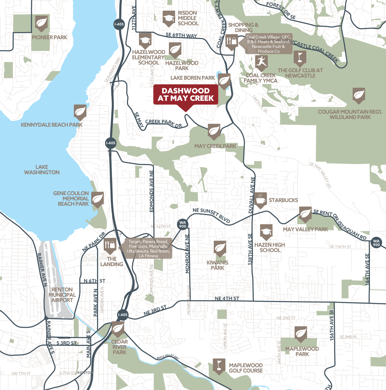 Dashwood at May Creek amenity map